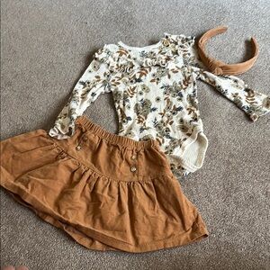 Floral Baby Outfit with Skirt and Headband